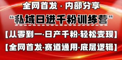 私域日进千粉训练营，全网首发，从0开始带你做好私域，适用于任何赛道，让日产千粉不再是梦-长青终点站