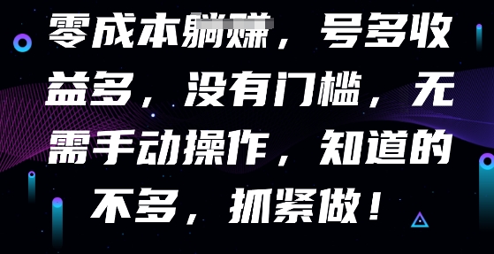零成本全自动,号多收益多,没有门槛,无需手动-长青终点站