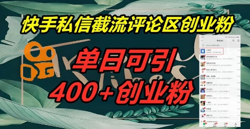 快手私信截流创业粉，一天引流400+-长青终点站