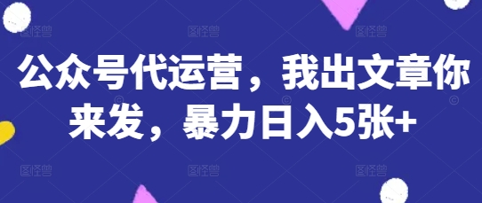 公众号代运营,我出文章你来发,暴力日入5张+【揭秘】-长青终点站