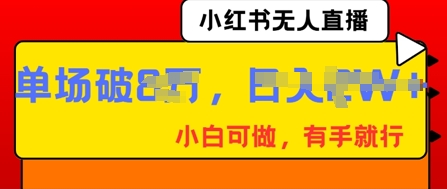 小红书无人直播，纯小白可做，有手就行，单场直播销售额破8w-长青终点站