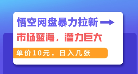 悟空网盘暴力拉新：一单10元，市场空白，日入几张-长青终点站