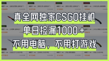 真全网独家CSGO挂G，单日捡漏1k+【揭秘】-长青终点站